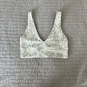 Lululemon Align V-Neck Bra Light Support A-B Cup Cheetah Camp Antique White
